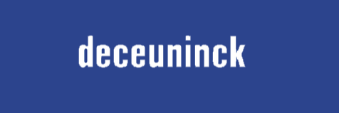 Weißer „deceuninck“-Schriftzug auf blauem Hintergrund.
